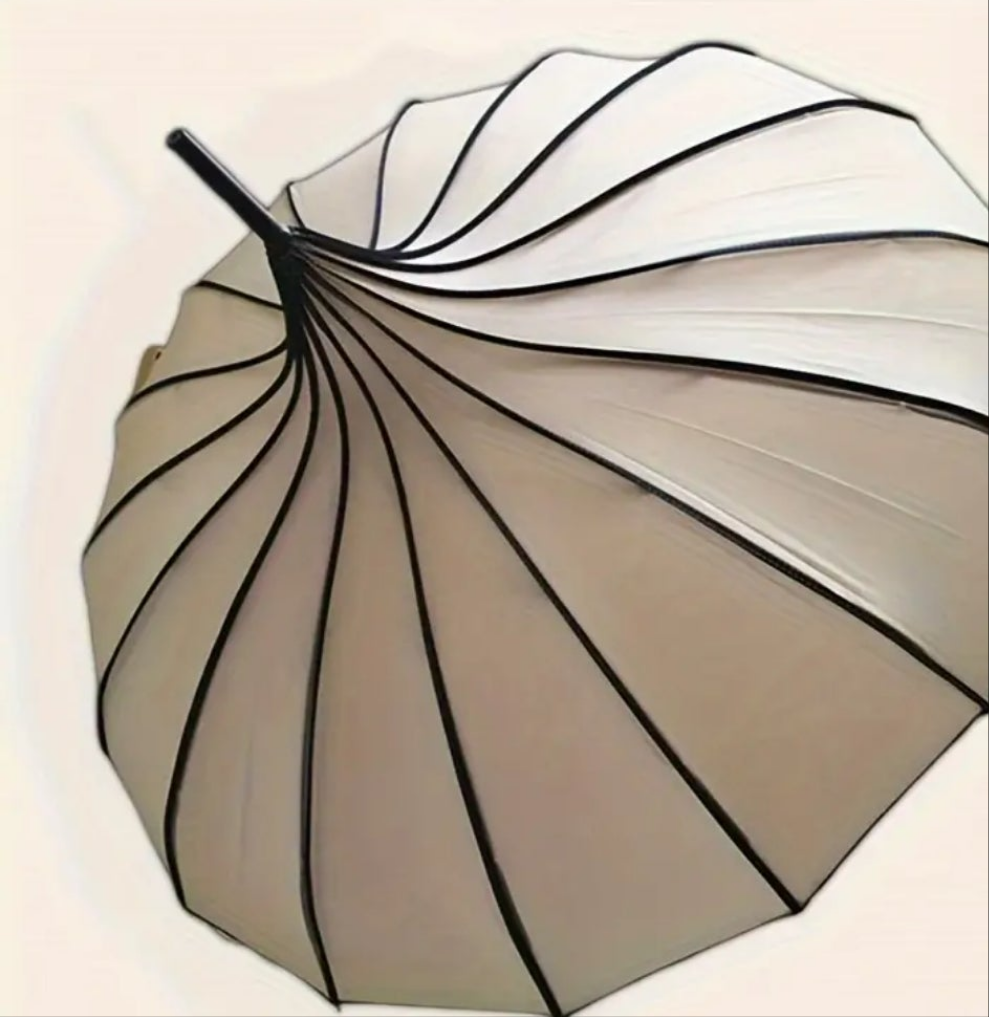 COCOMONEY Pagoda Umbrella, 16 Ribs, Straight Rod, Curved Handle, Lace Trim, Available for Wholesale, Bridal Photography Princess Umbrella.
