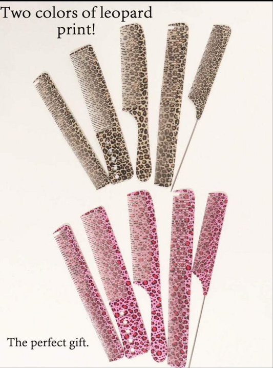 10pc Professional Leopard Pattern Hair Cutting & Styling Comb,Hair Salon Barber Styling Comb ForSalon And Home Use Hair Brush