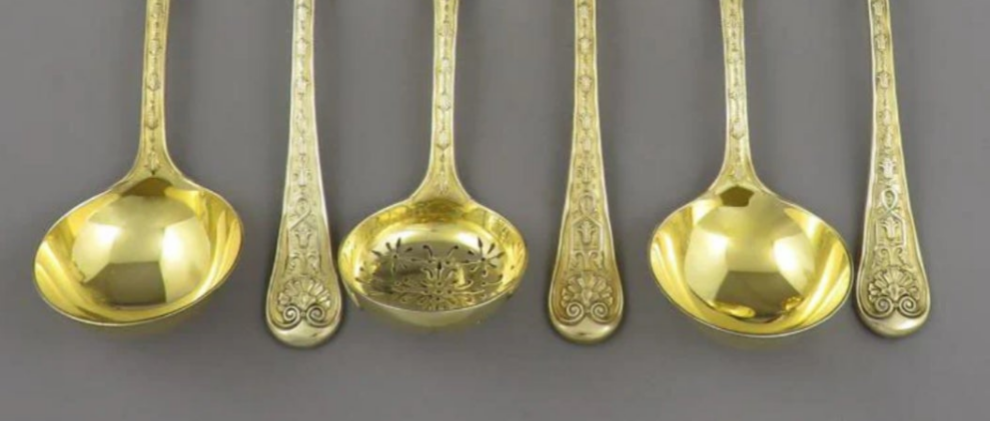 Elizabethan Pattern Silver Gilt Flatware Service for 18