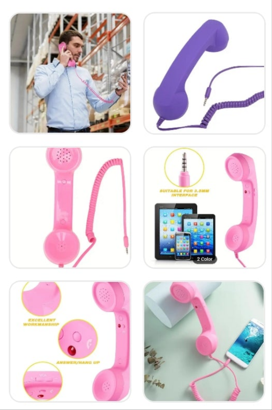 Vintage-Style 3.5mm Handheld Phone Receiver - Anti-Radiation, Noise Reduction, USB Powered - Perfect for Sports Fans & Gifts
