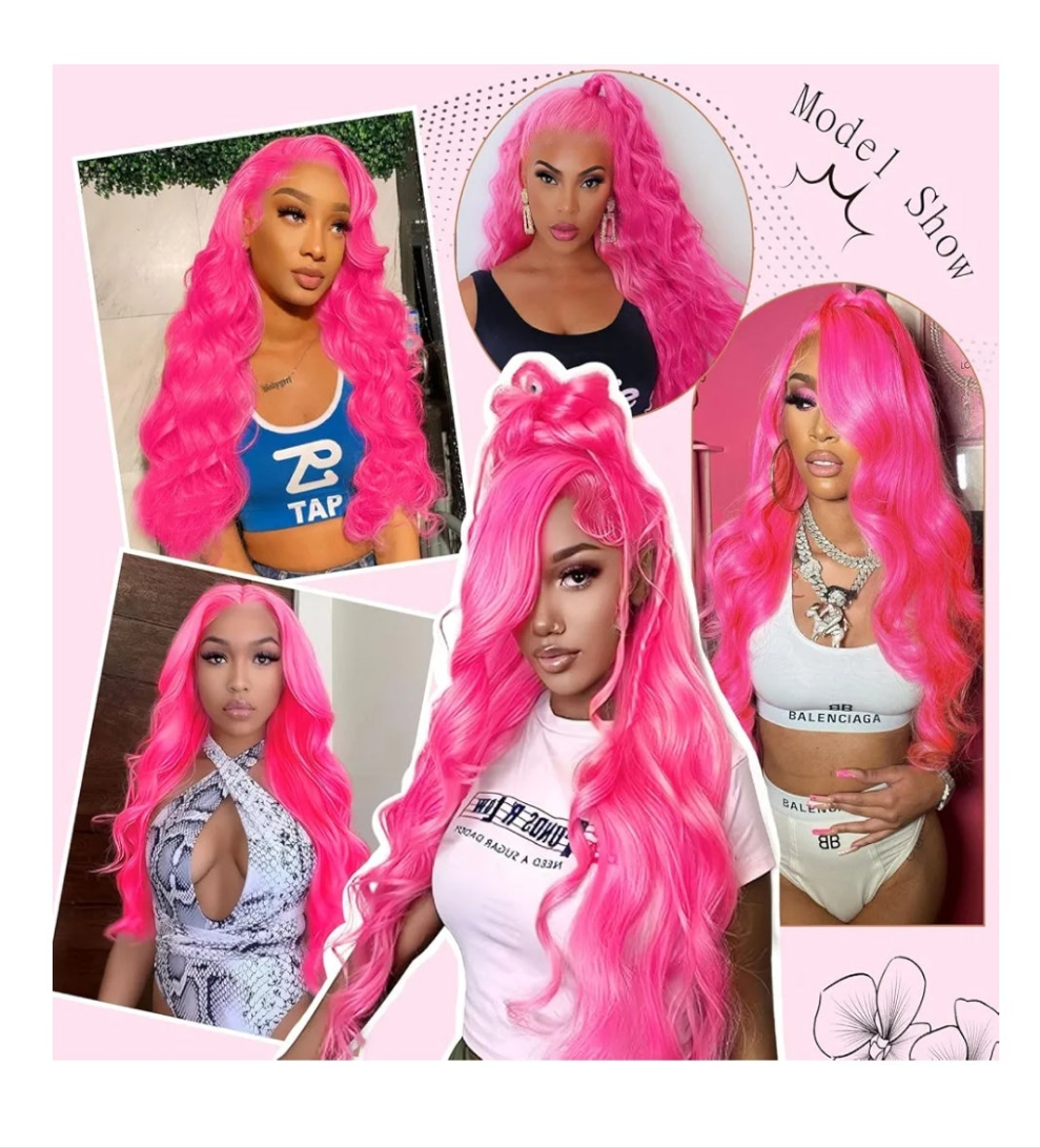 Pink Lace Front Wig Human Hair 200 Density 13x4 Body Wave HD Lace Front Wigs Human Hair Pre Plucked Human Hair Lace Front Wigs Colored 20 Inch