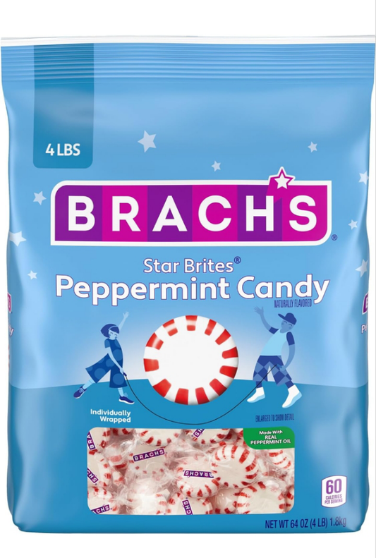Brach's Star Brites, Candy, Peppermint, Individually Wrapped, Made With Real Peppermint Oil, 4 lbs, 360 ct