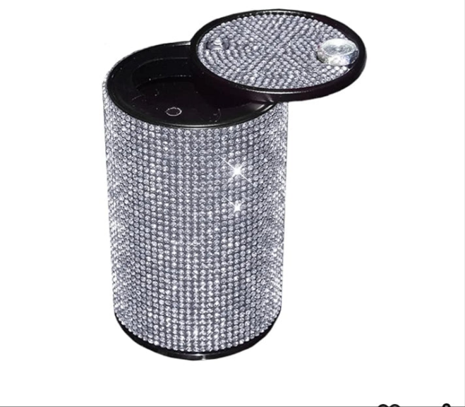 Car Ashtray Hot-drilling Ash Tray For Car Bling Diamond Cigarette Holder With Lid Car Accessories Gifts For Women Car Home Office Decor