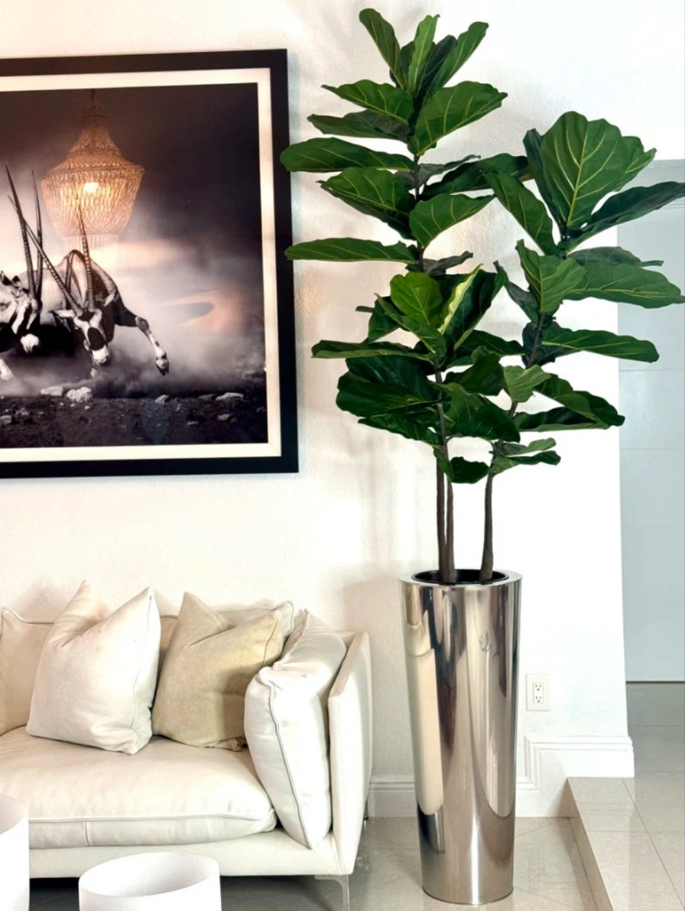 Fiddle 96'' Faux Fiddle Leaf Fig Tree in Metal Planter