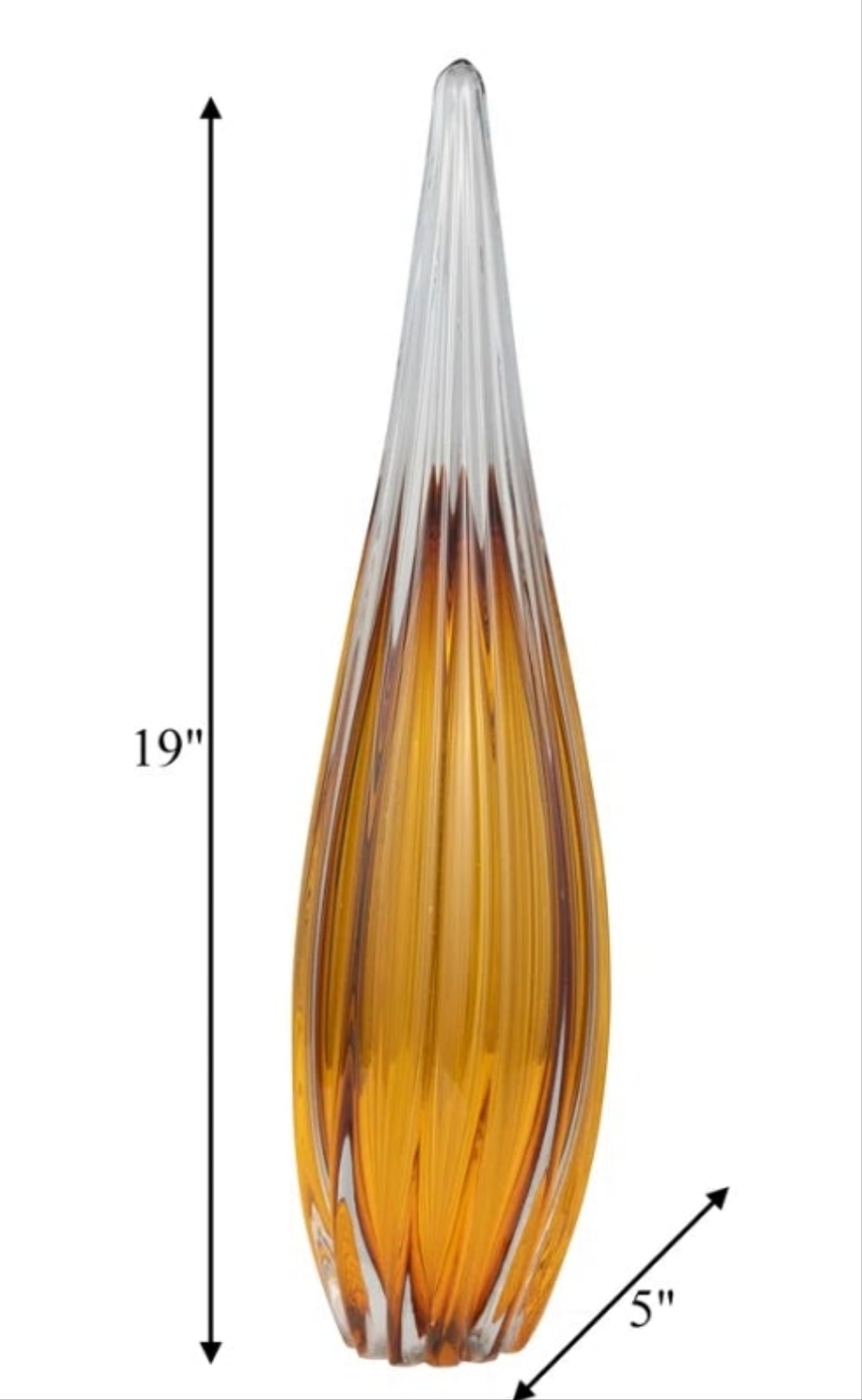 Handcrafted Glass Sculpture with Grooved Teardrop Design and Sleek Contemporary Silhouette Sculpture Decor