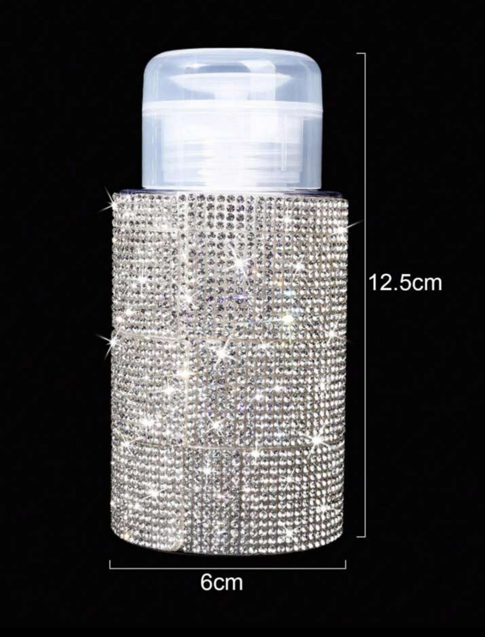 1PC 200ml Rhinestone Decorated Cosmetic Dispenser For Toner Makeup Remover, Nail Polish Remover - Plastic, Freestanding Push.Down Pump Bottle, No Electricity Required