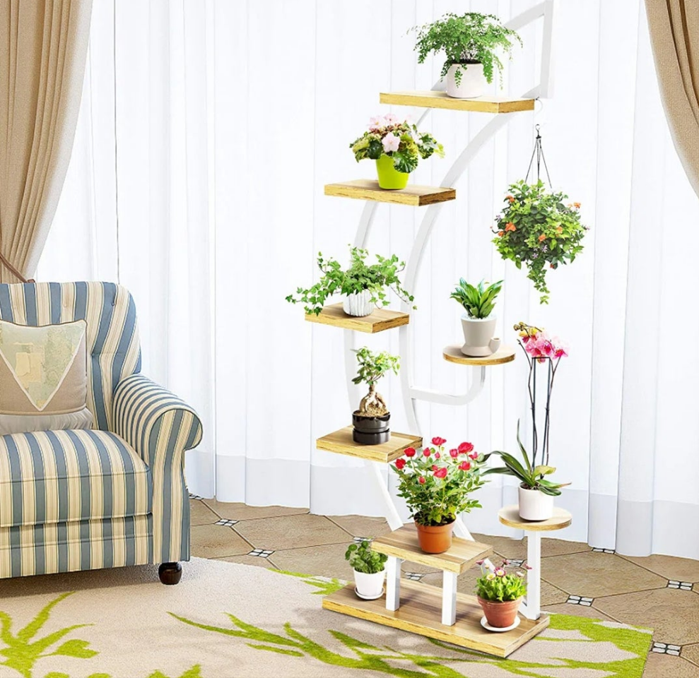 6-Tier Curved Plant Stand with Hanger indoor 3 colors to choose from cute 😍