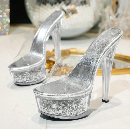 Fashionable Catwalk Glitter High Heels, Elegant Stilettos For Party, Banquet, Fashion Events