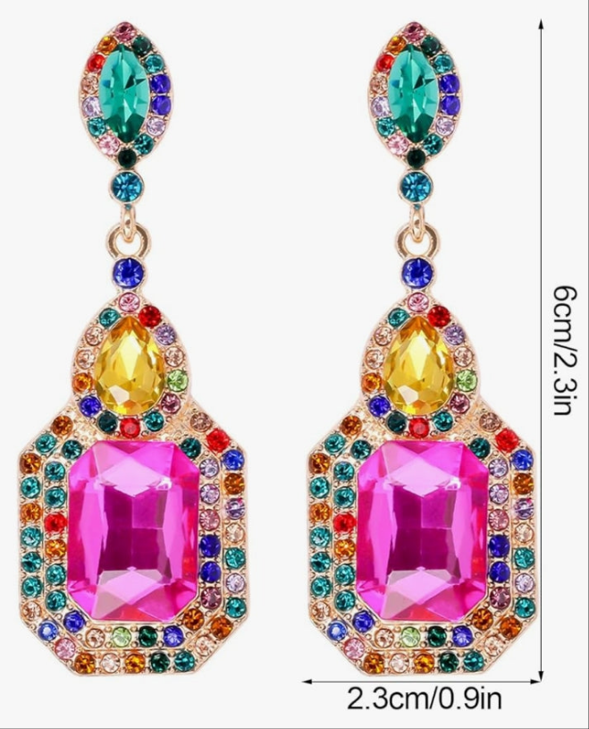 Rhinestone Statement Earrings, Luxury Crystal Chandelier Drop Dangle Earring, Costume Chandelier Drop Earrings for Women Wedding