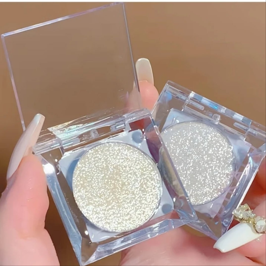 Glitter Highlighter, 2Pcs Long Lasting Brightening Eyeshadow Pearlescent Highlighter Palette Face Makeup Product