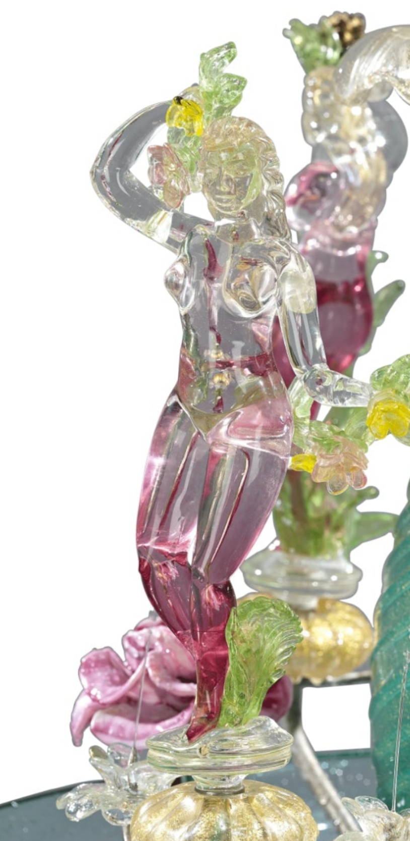 24-Carat Gold Leaf Murano Venetian Glass Water Fountain Incredible