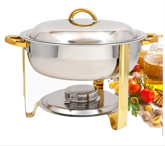 Gold Plated Chafing Dish Set, Stainless Steel Durable Buffet Server Food Warmer Tray,Food Pan and Fuel Holder, for Party Restaurant Wedding