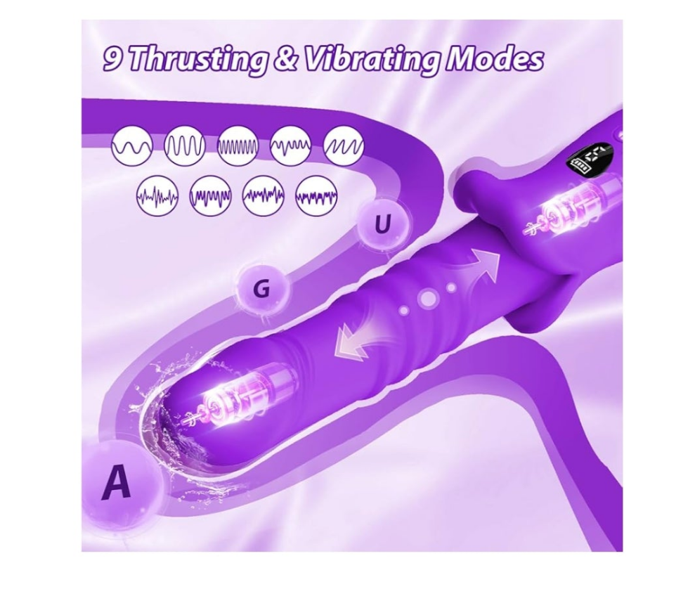 Thrusting Dildo Vibrator Sex Toys, G Spot Vibrator Women Sex Toys with 9*9 Thrusting & Vibrating Modes, Mouth Shaped Realistic Dildos Adult Toys With LED Display, Adult Sex Toy & Games(