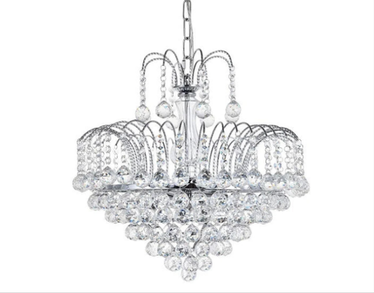 Crystal Chandelier Clear K9 Crystal Ball Raindrop Ceiling Light Fixture with 6 Lights Luxurious Elegant Pendant Lighting for Dining Room Living Room Bedroom Hallway Stairway Home Decor