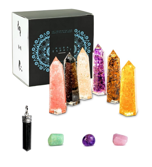 𝐒𝐄𝐓 𝐎𝐅 𝟔 𝐂𝐑𝐘𝐒𝐓𝐀𝐋 𝐖𝐀𝐍𝐃𝐒: Our Healing Crystals Wand Set includes Amethyst, Tiger’s Eye, Rose Quartz, Citrine, Clear Quartz and Black Tourmaline. Each of the 3-inch crystal stones wands is hexagonal, expertly cut, and crafted for energy hea