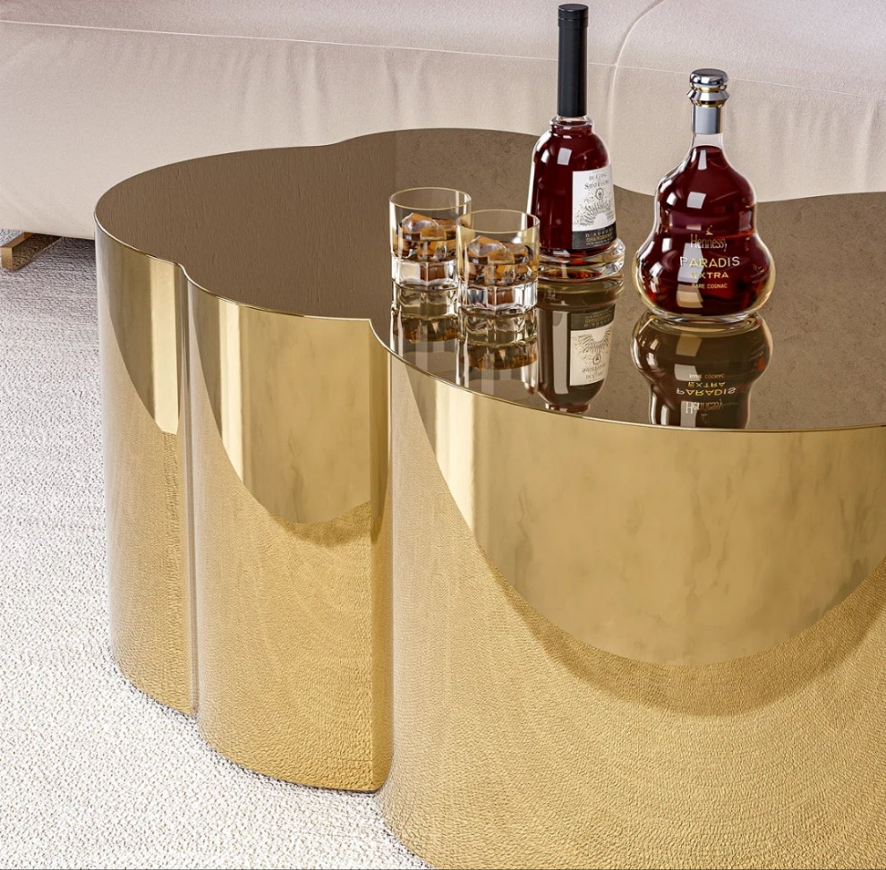 Gold Stainless Coffee Table, Small/Large Cloud Fashion Design