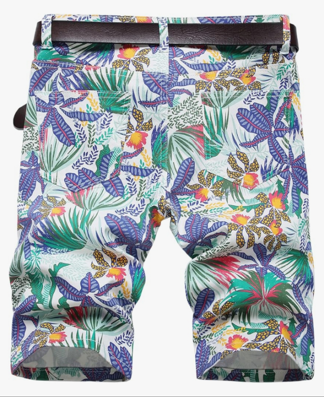 Men's Casual Printed Slim Fit Denim Shorts