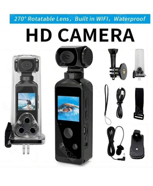 270° Rotatable Wifi Mini Camera Sports Pocket Camera 1.3" Screen Action Camera Outdoor Video Shooting Bicycle Motorcycle DV