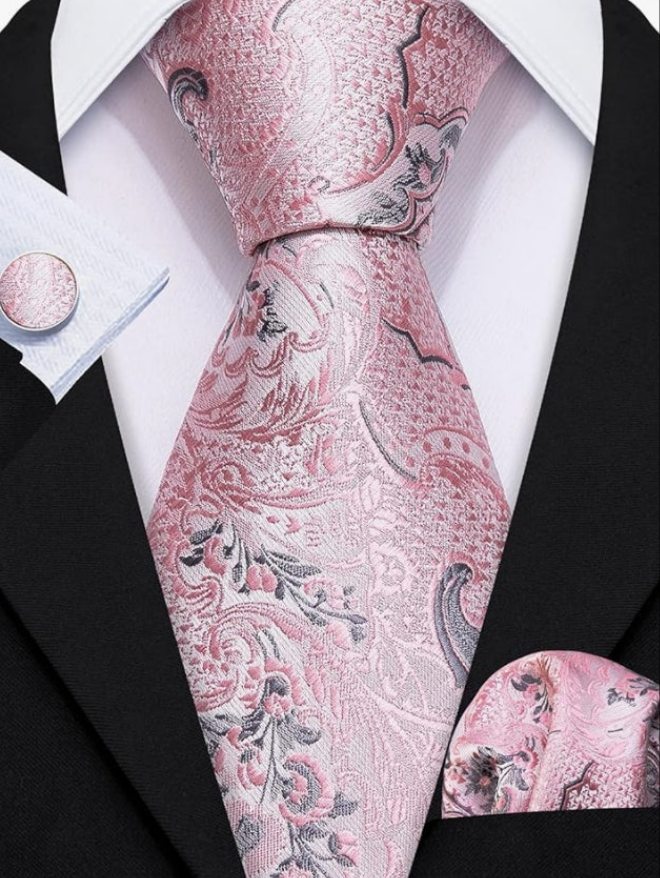 Men Tie Classic Silk Gift Necktie With Tie Clip Jacquard Woven Neck Ties 6PCS