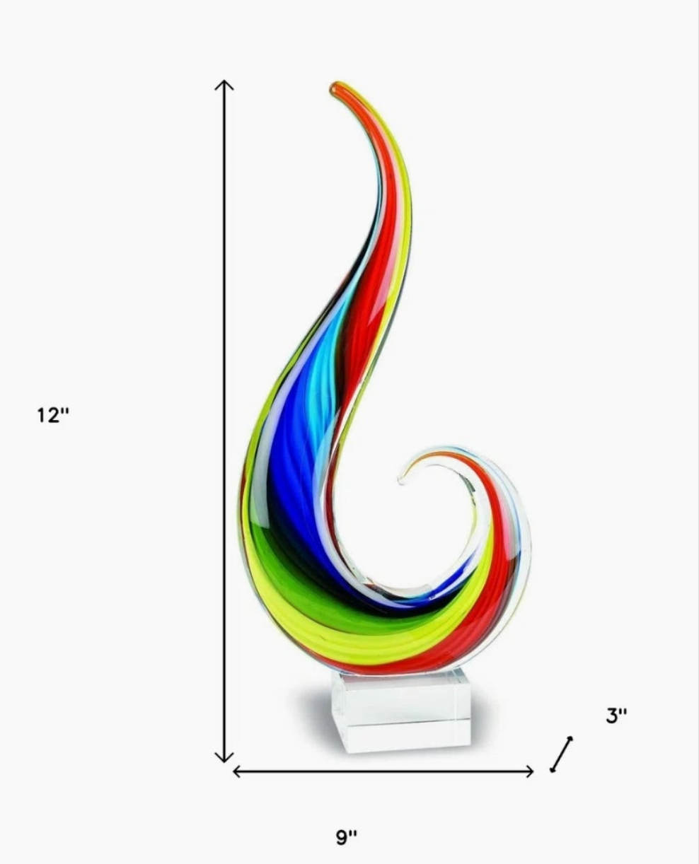 Blue and Red Murano Glass A Modern Abstract Tabletop Sculpture 2 sizes ti choose from or get both to have a set