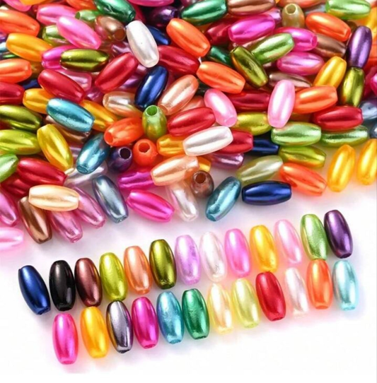 200pcs 4x8mm Rainbow Rice Faux Pearl Bead Oval Imitation ABS Faux Pearl Bead For Jewelry Making Arts Crafts Apparel Sewing Garment Beads