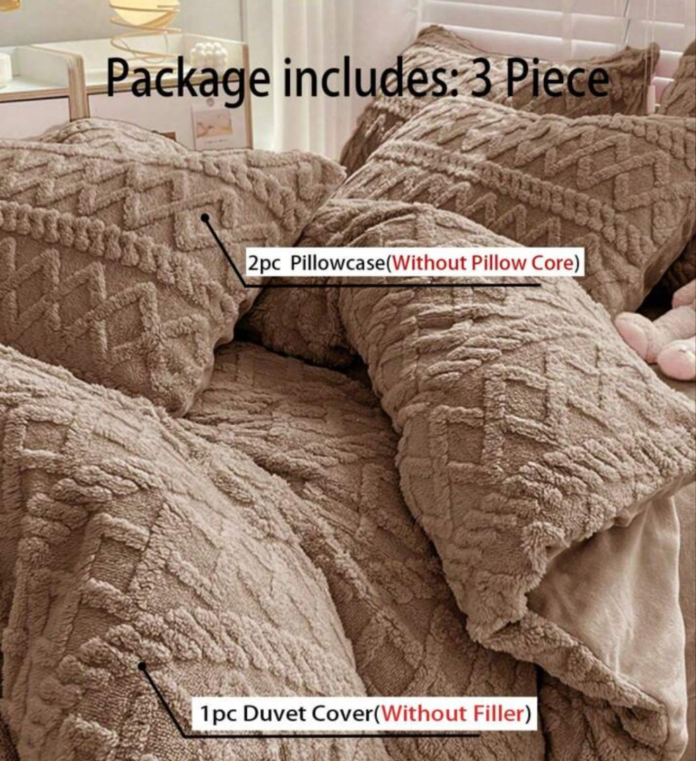 3pcs Deep Plush Crystal Velvet Cozy And Soft Duvet Cover Set, Suitable For Bedroom, Guest Room 1 set of 3