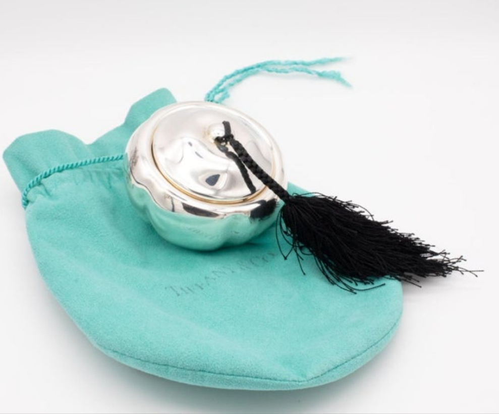 Tiffany & Co. 1980 by Elsa Peretti Pumpkin Trinket Lidded Box In .925 Sterling