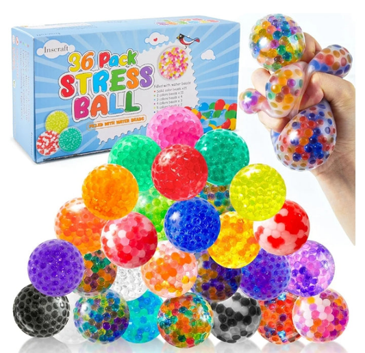 36 Pack Stress Balls Set for Adults, Squishy Fidget Toys with High Resistance, Colorful Squeeze Balls, Relieve Stress and Anxiety