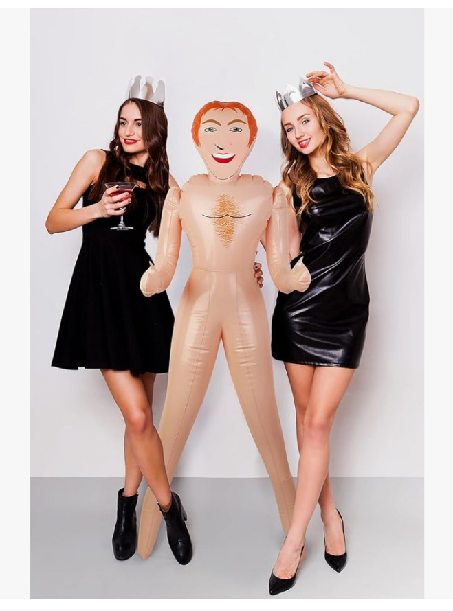 GINGER JOHN Inflatable Blow Up Doll Bachelorette Parties Photo Booth Prop 150cm Hunk Bridal Shower Wedding Fun Bachelor Party Accessory
