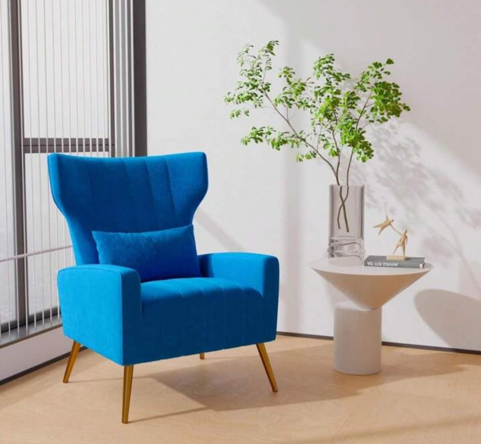 1Pc Modern Velvet Armchair With High Back,Upholstered Accent Chair For Living Room Bedroom