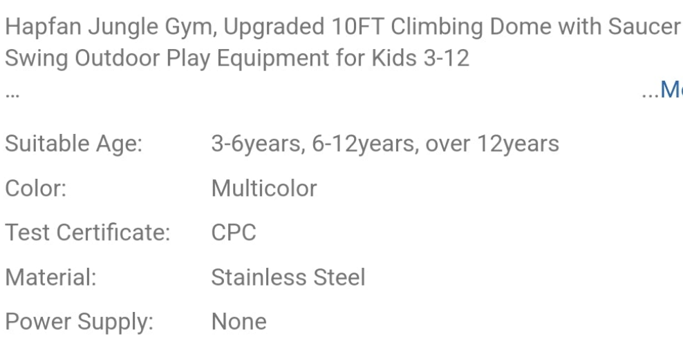 Jungle Gym, 10ft Climbing Dome With Saucer Swing, Outdoor Play Equipment For Kids 3-12, Supports 800LBS Backyard Climbing Toys