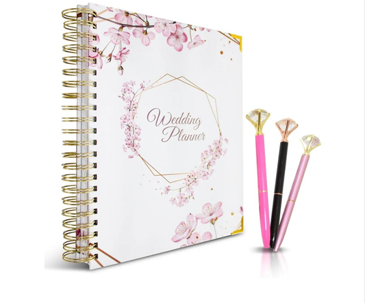 Wedding Planner Book and Organizer for The Bride, Wedding Notebook with a Set of 3 Diamond Pens