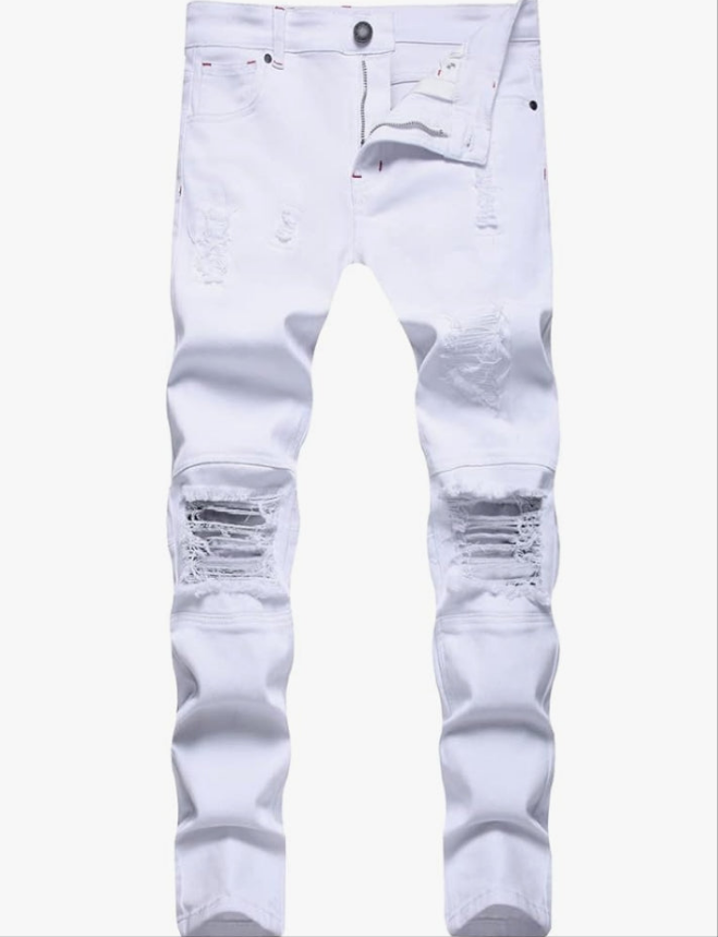 Slim Fit Men's Jeans, Ripped Stretch Jeans Denim Pants
