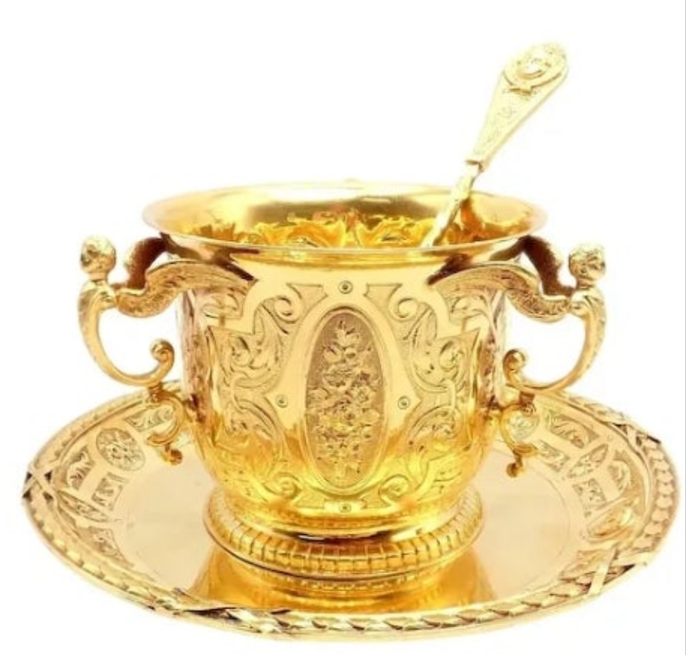 Antique Solid 18k Yellow Gold Sugar Bowl Dish Spoon Abraham Portal Set c. 1779