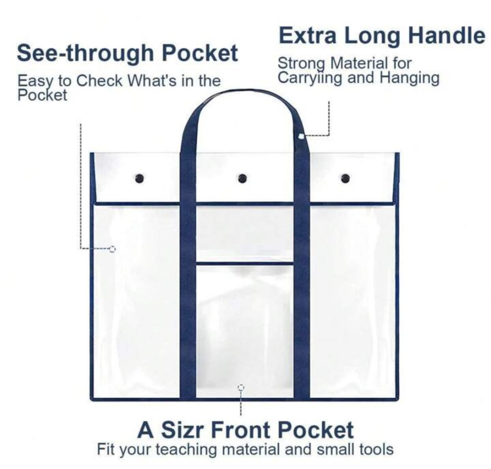 Art Portfolio Bag Art PVC Storage Pocket Large Poster Storage Bag Durable Large Capacity Art Portfolio Organizer With Pocket Portable Bulletin Board Holder For Teacher Classroom