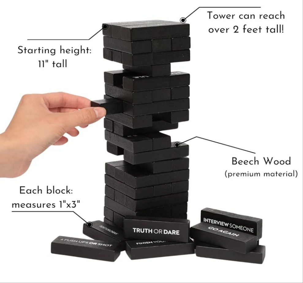 Adult Drinking Game - 54 Blocks with Hilarious Drinking Commands on 40 of Them | Perfect Party Starter | Entertaining Party Game for Adults | Novelty Funny Gift