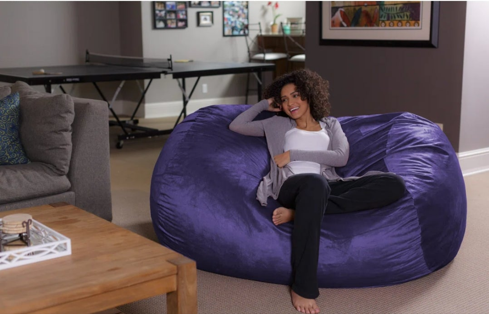 Bean Bag Sofa Lounger - Plush 6 Ft Bean Bag Sofas with Super Soft Microsuede Cover - XL Memory Foam Stuffed Lounger Chairs for Kids, Adults, Couples - Bean Bag Chair Furniture in Multiple Colors