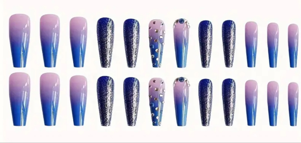24 pcs acrylic Cocomoney nails with glue and nail accessories