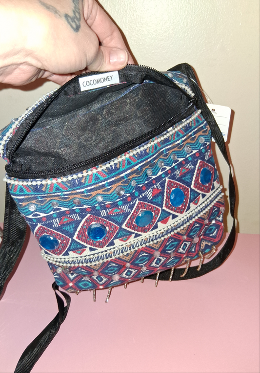 COCOMONEY cross body bag custom 1 of a kind 8 half wide in by 8 in long by 2 half in
