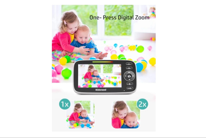 Baby Monitor, 4.3" Split Screen, 20 Hours Battery Life Baby Monitor with Camera and Audio|Remote PTZ, Two-Way Audio, Zoom, Night Vision, Lullabies, 960ft Long Range (Open Space)