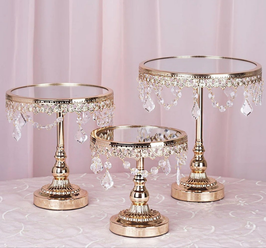 3 Piece Cake Stand Set Stainless steel Crystal Iron Glass Materials
