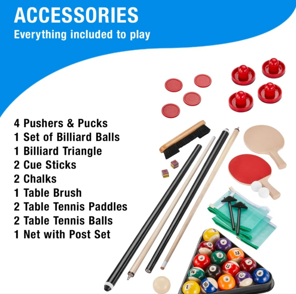 3 in 1 Air Hokey, Pool, Table Tennis Multi-Game Table
