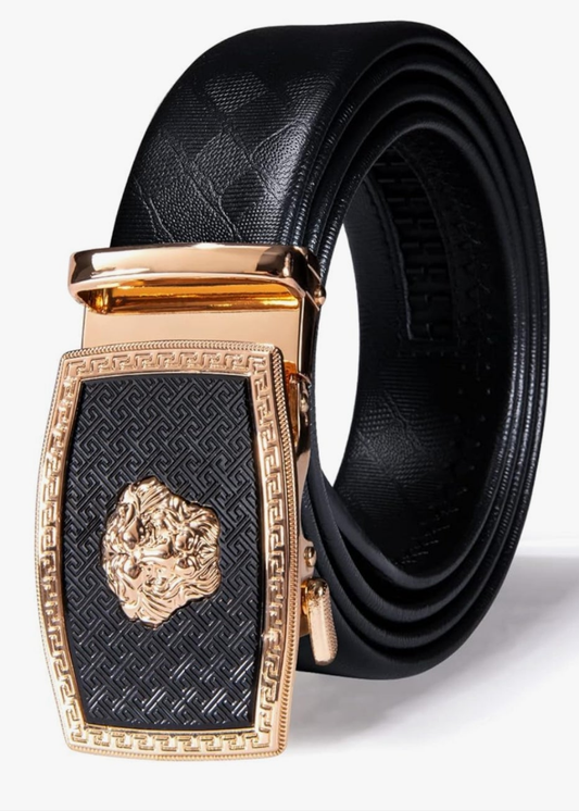 Men's Ratchet Belt Gold/Black/Red/Green/Blue/White Automatic Buckle Business Casual Belt Gift - Adjustable Fit