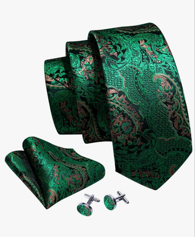 Men Tie Classic Silk Gift Necktie With Tie Clip Jacquard Woven Neck Ties 6PCS