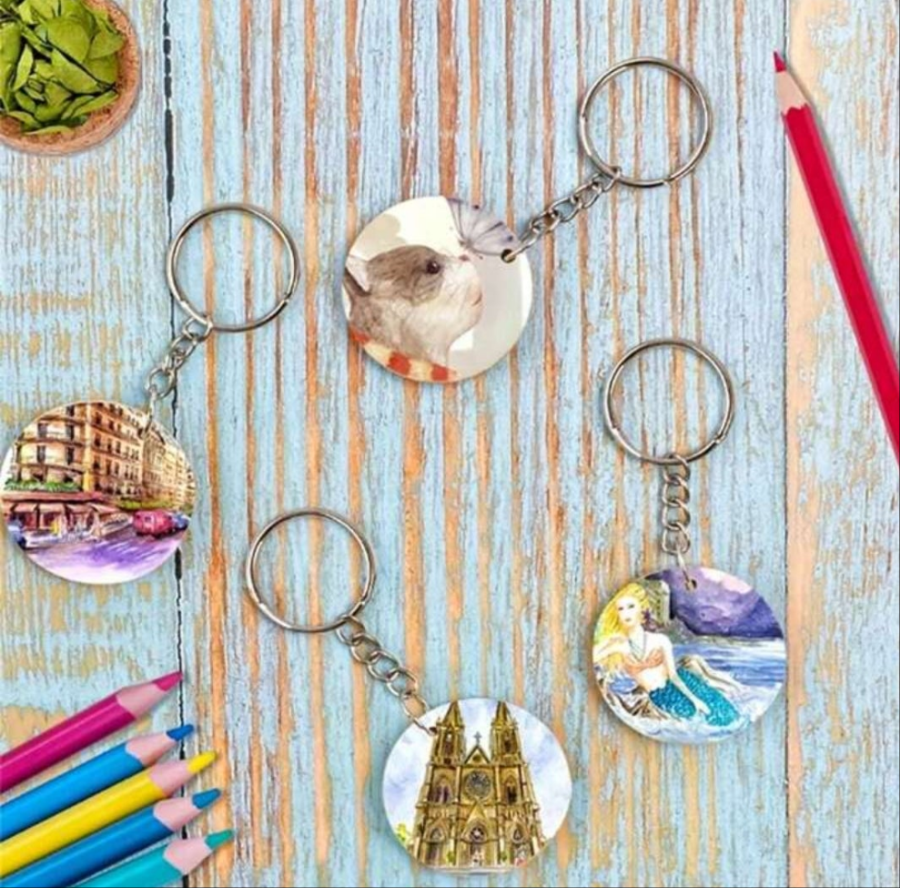 1box/50pcs DIY Wooden Keychain Making Kit - Includes Pendant, Key Rings, And Jewelry Accessories For Jewelry Making