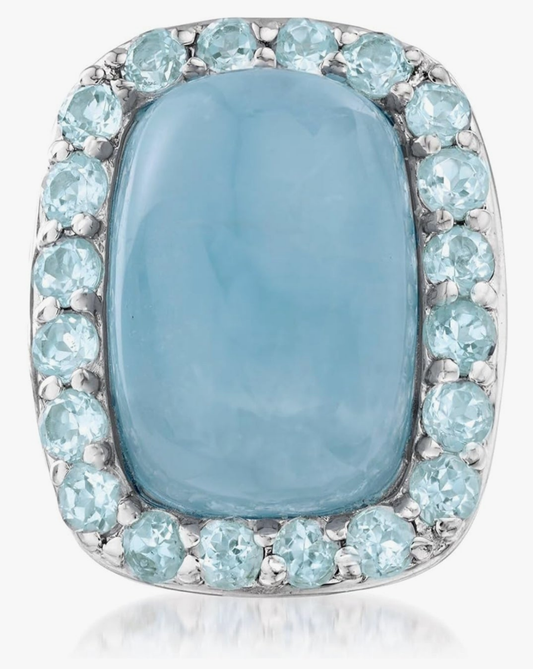19.00 Carat Aquamarine and 2.60 ct. t.w. Sky Blue Topaz Ring in Sterling Silver