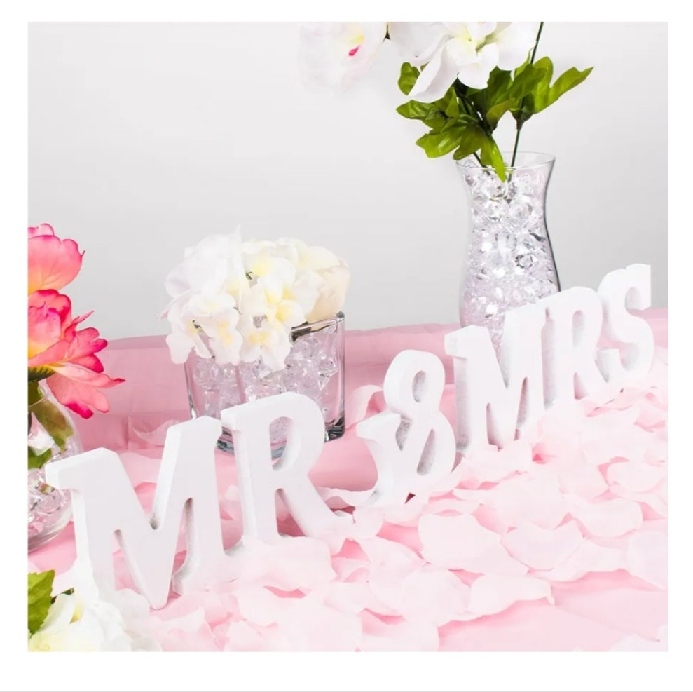 Outlet White Wooden Mr and Mrs Signs Wedding Present for Party Table Top Dinner Decoration, Display Stand Figures, Home Wall