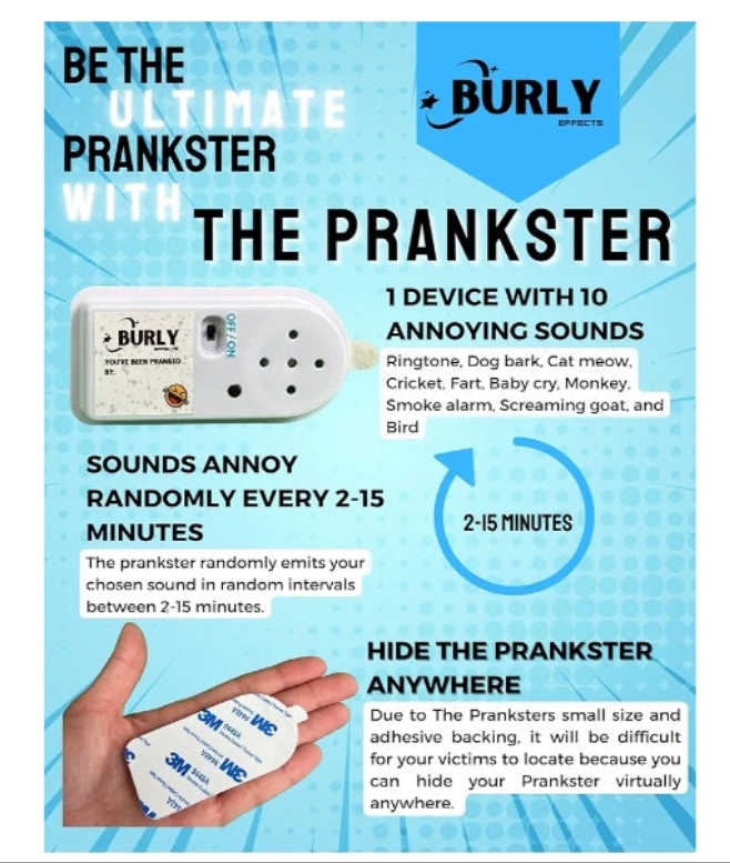 Hidden Noise Maker Gag Prank - 10 Different Sounds - Ringtone, Dog, Cat, Cricket, Fart, Baby Cry, Smoke Alarm, Monkey, Screaming Goat, Bird (1 Pack)
