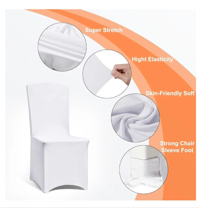 Chair Covers 100 Pack, Spandex Folding Chair Covers, Universal Stretch Washable Fitted Slipcovers for Wedding, Party, Celebration,
