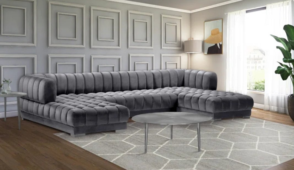 3 - Piece Velvet Sectional 2 colors to choose from
